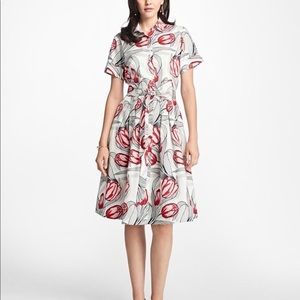 Cotton Sateen Red Tulip Shirtdress